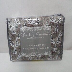 Ashley Cooper Winter Deer Tree 4 piece Micro Fiber King sheet set NEW NWT